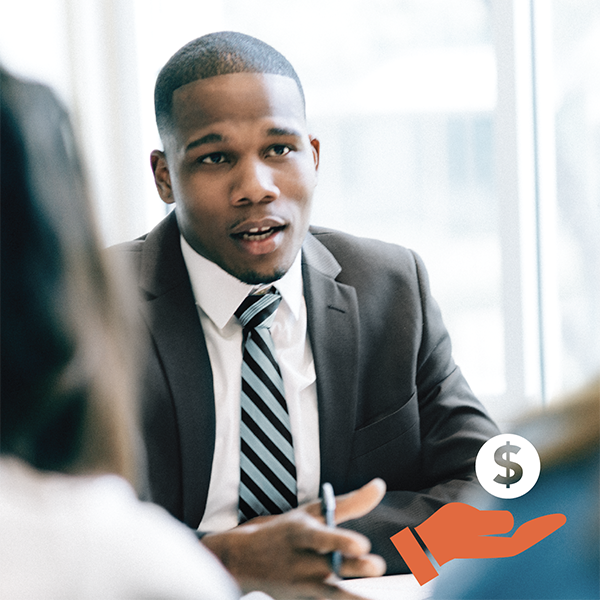 midland employee speaking with clients