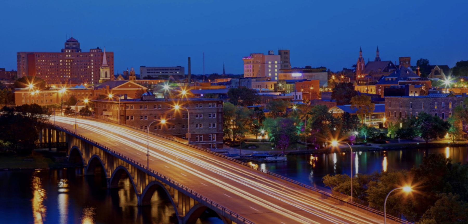 Rockford Illinois skyline at night